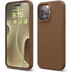 GGM GİYİM & AKSESUAR iPhone 14 Pro ile Uyumlu İçi Kadife Dışı Mat Yapıya Sahip Koruma Sağlayan Lansman Silikon Kılıf (Kahverengi)
