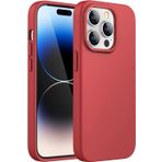 GGM GİYİM & AKSESUAR iPhone 14 Pro ile Uyumlu İçi Kadife Dışı Mat Yapıya Sahip Koruma Sağlayan Lansman Silikon Kılıf (Kırmızı)