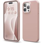 GGM GİYİM & AKSESUAR iPhone 14 Pro ile Uyumlu İçi Kadife Dışı Mat Yapıya Sahip Koruma Sağlayan Lansman Silikon Kılıf (Pudra Pembe)