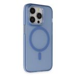GGM GİYİM & AKSESUAR iPhone 14 Pro Max için Magsafe ile Uyumlu Arka Kısmı Mat Açılır Metal Kamera Çerçeveli Stantlı Anti Shock Frost Kılıf (Mavi)