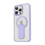 GGM GİYİM & AKSESUAR iPhone 14 Pro Max için Magsafe ile Uyumlu Arkası Mat Yapıya Metal Kamera Çerçeveli Ultra Güçlendirilmiş Açılır Stantlı Tork Kılıf (Lila)