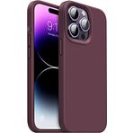GGM GİYİM & AKSESUAR iPhone 14 Pro Max ile Uyumlu İçi Kadife Dışı Mat Yapıya Sahip Koruma Sağlayan Lansman Silikon Kılıf (Bordo)