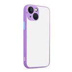 GGM GİYİM & AKSESUAR iPhone 15 ile Uyumlu Arka Kısmı Mat Şeffaf Yapıya Sahip Kenarları Silikon Tpu Malzemeden Üretilmiş Renkli Tuşlara Sahip Kamera Korumalı Transparan Kılıf (Lila)