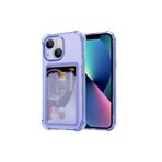 GGM GİYİM & AKSESUAR iPhone 15 ile Uyumlu Şeffaf Yapıya Sahip Arka Ksımında Kartlık Bölmeli Kolay Kullanım Sağlayan Telefon Kılıfı (Lila)