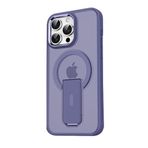 GGM GİYİM & AKSESUAR iPhone 15 Pro için Magsafe ile Uyumlu Arkası Mat Yapıya Metal Kamera Çerçeveli Ultra Güçlendirilmiş Açılır Stantlı Tork Kılıf (Derin Mor)