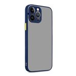 GGM GİYİM & AKSESUAR iPhone 15 Pro ile Uyumlu Arka Kısmı Mat Şeffaf Yapıya Sahip Kenarları Silikon Tpu Malzemeden Üretilmiş Renkli Tuşlara Sahip Kamera Korumalı Transparan Kılıf (Lacivert)