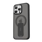 GGM GİYİM & AKSESUAR iPhone 15 Pro Max için Magsafe ile Uyumlu Arkası Mat Yapıya Metal Kamera Çerçeveli Ultra Güçlendirilmiş Açılır Stantlı Tork Kılıf (Siyah)