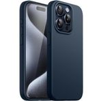 GGM GİYİM & AKSESUAR iPhone 15 Pro Max ile Uyumlu İçi Kadife Dışı Mat Yapıya Sahip Koruma Sağlayan Lansman Silikon Kılıf (Lacivert)