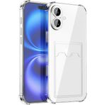 GGM GİYİM & AKSESUAR iPhone 16 ile Uyumlu Şeffaf Yapıya Sahip Arka Ksımında Kartlık Bölmeli Kolay Kullanım Sağlayan Telefon Kılıfı (Şeffaf)