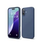 GGM GİYİM & AKSESUAR iPhone 16 Plus ile Uyumlu İçi Kadife Dışı Mat Yapıya Sahip Koruma Sağlayan Lansman Silikon Kılıf (Lacivert)