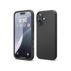 GGM GİYİM & AKSESUAR iPhone 16 Plus ile Uyumlu İçi Kadife Dışı Mat Yapıya Sahip Koruma Sağlayan Lansman Silikon Kılıf (Siyah)