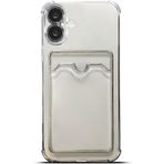 GGM GİYİM & AKSESUAR iPhone 16 Plus ile Uyumlu Şeffaf Yapıya Sahip Arka Ksımında Kartlık Bölmeli Kolay Kullanım Sağlayan Telefon Kılıfı (Siyah)