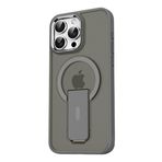 GGM GİYİM & AKSESUAR iPhone 16 Pro Max için Magsafe ile Uyumlu Arkası Mat Yapıya Metal Kamera Çerçeveli Ultra Güçlendirilmiş Açılır Stantlı Tork Kılıf (Gri)