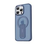 GGM GİYİM & AKSESUAR iPhone 16 Pro Max için Magsafe ile Uyumlu Arkası Mat Yapıya Metal Kamera Çerçeveli Ultra Güçlendirilmiş Açılır Stantlı Tork Kılıf (Lacivert)