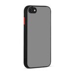 GGM GİYİM & AKSESUAR iPhone 7-8 - Se 2020 2022 ile Uyumlu Arka Kısmı Mat Şeffaf Yapıya Sahip Kenarları Silikon Tpu Malzemeden Üretilmiş Renkli Tuşlara Kamera Korumalı Transparan Kılıf (Siyah)