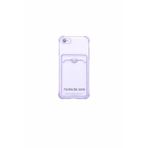 GGM GİYİM & AKSESUAR iPhone 7-8-SE ile Uyumlu Şeffaf Yapıya Sahip Arka Ksımında Kartlık Bölmeli Kolay Kullanım Sağlayan Telefon Kılıfı (Lila)