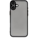 GGM GİYİM & AKSESUAR iPhone ile Uyumlu Arka Kısmı Mat Şeffaf Yapıya Sahip Kenarları Silikon Tpu Malzemeden Üretilmiş Renkli Tuşlara Sahip Kamera Korumalı Transparan Kılıf (iPhone 16 Plus Siyah)