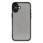 GGM GİYİM & AKSESUAR iPhone ile Uyumlu Arka Kısmı Mat Şeffaf Yapıya Sahip Kenarları Silikon Tpu Malzemeden Üretilmiş Renkli Tuşlara Sahip Kamera Korumalı Transparan Kılıf (iPhone 16 Siyah)