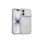 GGM GİYİM & AKSESUAR iPhone Serisi ile Uyumlu Kılıf – iPhone 17 Pro Görünümlü Çevirici Kapak, M-Safe Manyetik Kablosuz Şarj Uyumlu, Cam Kamera Korumalı, Dayanıklı PC Gövde (Gümüş, iPhone 16 Pro Max)
