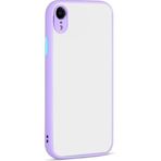 GGM GİYİM & AKSESUAR iPhone Xr ile Uyumlu Arka Kısmı Mat Şeffaf Yapıya Sahip Kenarları Silikon Tpu Malzemeden Üretilmiş Renkli Tuşlara Sahip Kamera Korumalı Transparan Kılıf (Lila)