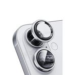 GGM GİYİM & AKSESUAR iPhone/Samsung ile Uyumlu Temperli Cam Kamera Koruma | Alüminyum Alaşım Çerçeveli Lens Kapağı, 9H Sertlik ve Kristal Netlik (10, Beyaz, iPhone 16/16 Plus)