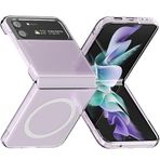 GGM GİYİM & AKSESUAR Samsung Galaxy Z Flip 4 için Magsafe ile Uyumlu Arka Kısmı Şeffaf Kenarları Silikon Yapılı Güçlendirilmiş Mıknatıslı Wireless Kablosuz Şarj Destekli Kılıf (Z Flip 4)