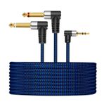 GGMTY Akıllı Telefon, iPod, Ses Kartı, CD Çalarlar, Multimedya Hoparlör, PA Ses ve Ev Stereo Sistemi için Uyumlu 1/8 "TRS - Çift 1/4" TS Mono Stereo 6FT Y-Kablo Bölücü Kablosu