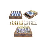 GGS GrandGiftStore Kişiselleştirilebilir El Işi Satranç Takımı Ahşap Çekmeceli ve Metal Taşlı