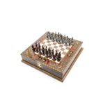 GGS GrandGiftStore Kişiye Özel İsim Yazdırılabilir El İşi Ahşap Satranç Takımı ve Truva Metal Satranç Taşları