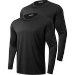 Ghassy Co. 2'li Paket Erkek %100 Pamuklu Likralı Spor Koşu Günlük Antrenman Uzun Kollu Penye T-Shirt - 3XL - Siyah - Siyah