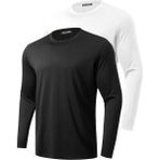 Ghassy Co. 2'li Paket Erkek %100 Pamuklu Likralı Spor Koşu Günlük Antrenman Uzun Kollu Penye T-Shirt - XL - Siyah - Beyaz
