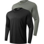 Ghassy Co. 2'li Paket Erkek %100 Pamuklu Likralı Spor Koşu Günlük Antrenman Uzun Kollu Penye T-Shirt - XL - Siyah - Haki