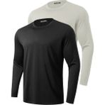 Ghassy Co. 2'li Paket Erkek %100 Pamuklu Likralı Spor Koşu Günlük Antrenman Uzun Kollu Penye T-Shirt - XL - Siyah - Vizon