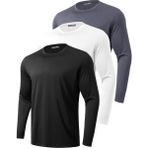 Ghassy Co. 3'lü Paket Erkek %100 Pamuklu Likralı Spor Koşu Günlük Antrenman Uzun Kollu Penye T-Shirt - 2XL - Siyah - Beyaz - Füme