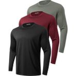 Ghassy Co. 3'lü Paket Erkek %100 Pamuklu Likralı Spor Koşu Günlük Antrenman Uzun Kollu Penye T-Shirt - 2XL - Siyah - Bordo - Haki