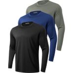 Ghassy Co. 3'lü Paket Erkek %100 Pamuklu Likralı Spor Koşu Günlük Antrenman Uzun Kollu Penye T-Shirt - Siyah - Lacivert - Haki
