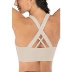 Ghassy Co. Çarpraz Sırt Detaylı Criss Cross Yoga Egzersiz Fitness Bej Kadın Spor Sütyen