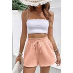 Ghassy Co Cotton Pembe Kadın Müslin Cepsiz Beli Bağcıklı Şort