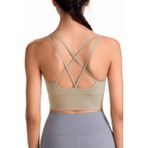 Ghassy Co. CRS003 Detaylı Criss Cross Yoga Egzersiz Fitness Bej Kadın Spor Sütyen