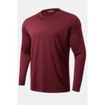 Ghassy Co. Erkek %100 Pamuklu Likralı Esnek Spor Koşu Günlük Antrenman Uzun Kollu Penye T-Shirt - Bordo