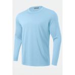 Ghassy Co. Erkek %100 Pamuklu Likralı Esnek Spor Koşu Günlük Antrenman Uzun Kollu Penye T-Shirt - XL - Açık Mavi