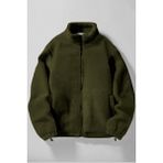 Ghassy Co. Erkek Alaska Regular Peluş Sherpa Kışlık Tam Fermuarlı Polar Sweatshirt - 2XL - Haki