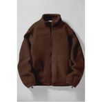 Ghassy Co. Erkek Alaska Regular Peluş Sherpa Kışlık Tam Fermuarlı Polar Sweatshirt - 2XL - Kahve