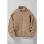 Ghassy Co. Erkek Alaska Regular Peluş Sherpa Kışlık Tam Fermuarlı Polar Sweatshirt BEJ L
