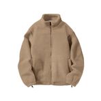 Ghassy Co. Erkek Alaska Regular Peluş Sherpa Kışlık Tam Fermuarlı Polar Sweatshirt BEJ M