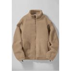Ghassy Co. Erkek Alaska Regular Peluş Sherpa Kışlık Tam Fermuarlı Polar Sweatshirt - Bej