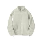 Ghassy Co. Erkek Alaska Regular Peluş Sherpa Kışlık Tam Fermuarlı Polar Sweatshirt Ekru M