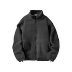 Ghassy Co. Erkek Alaska Regular Peluş Sherpa Kışlık Tam Fermuarlı Polar Sweatshirt FÜME M