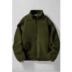 Ghassy Co. Erkek Alaska Regular Peluş Sherpa Kışlık Tam Fermuarlı Polar Sweatshirt HAKİ S