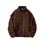 Ghassy Co. Erkek Alaska Regular Peluş Sherpa Kışlık Tam Fermuarlı Polar Sweatshirt KAHVE M
